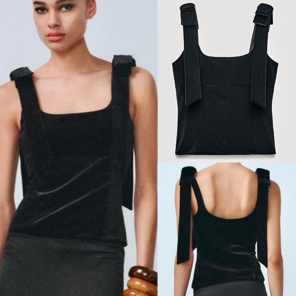 Zara velvet bow top